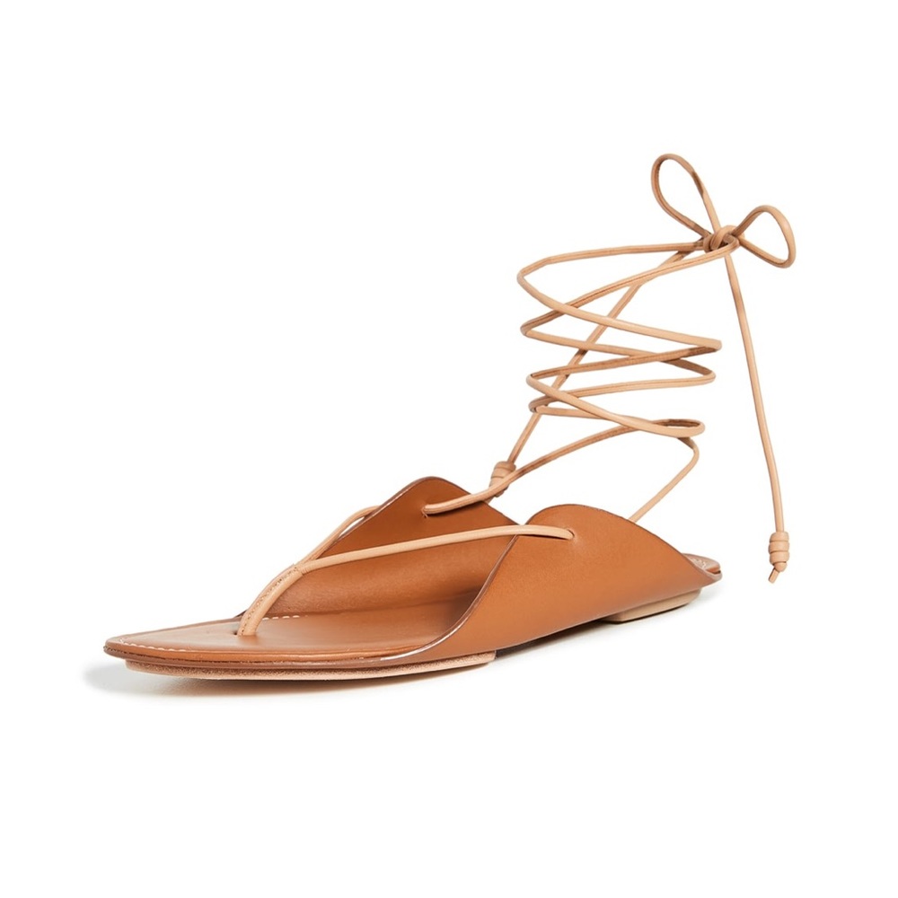 ($295) NWT Ulla Johnson Lace Up Lambskin Saddle Sandal New in Box Sz 6 / EU 36
